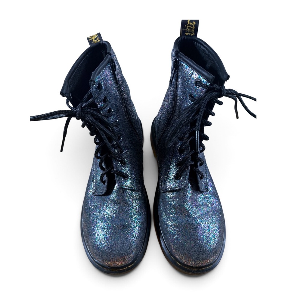 Dr. Martens Delaney YIE Black Sparkle Glitter Combat Boots Womens 6US 37EU 4UK